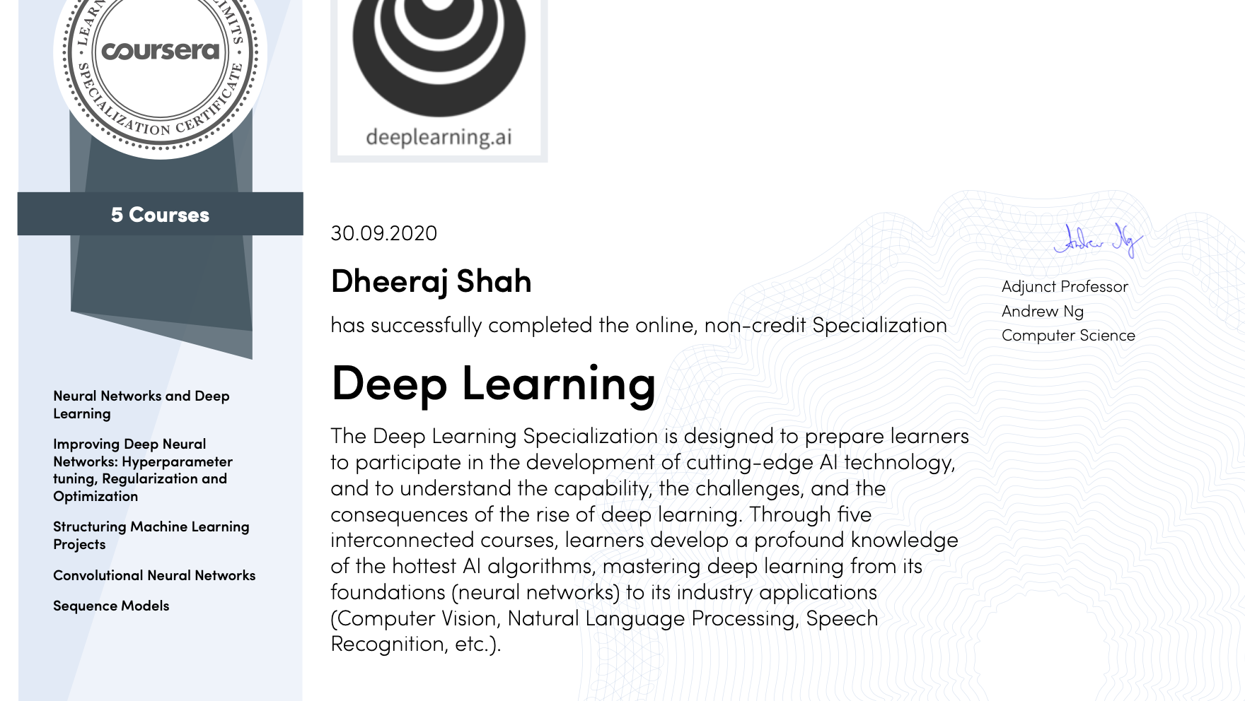Deep Learning Specialization